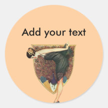 Flapper with Peacock Emblem Round Sticker