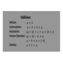 Flash Card -Properties - Addition Business Cards