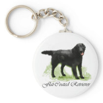 Flat-Coated Retriever Art Print Keychains