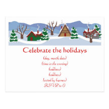 Flat Holiday Party Invitation-Custom Printed Postcard
