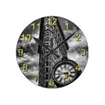 Flatiron Building and Clock in Black and White
