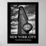 Flatiron Building and Clock in Black and White 1C Print