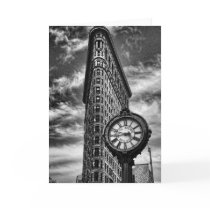 Flatiron Building and Clock in Black and White Greeting Cards