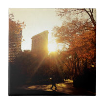 Flatiron Building Sunset in New York City Tiles