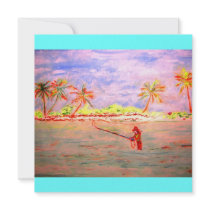 flats fly fishing girl personalized invitations