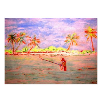 flats flyfishing girl business card by folkrockartist