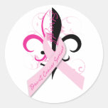 fleur_breastcancer round stickers