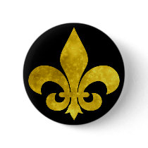 Fleur De Art Gold Rust Pinback Buttons