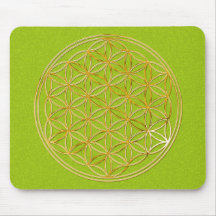 Fleur de la vie/d'or big BG splatter green Tapis De Souris