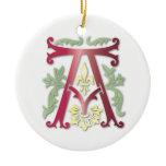 Fleur-de-lis A Monogram Christmas Tree Ornament