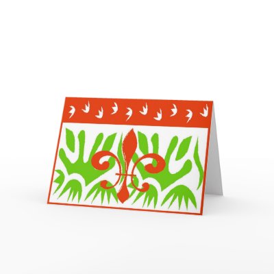 Fleur De Lis Abstract Christmas Card by figstreetstudio