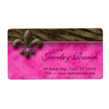 Fleur de Lis Address Label Pink Jewellery Zebra