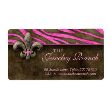 Fleur de Lis Address Label Pink Jewellery Zebra 2