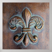 Fleur De Lis, Aged Copper-Look Printed