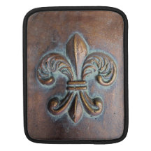 Fleur De Lis, Aged Copper-Look Printed Sleeves For iPads