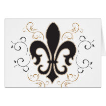 Fleur De Lis: Black and Gold Greeting Cards