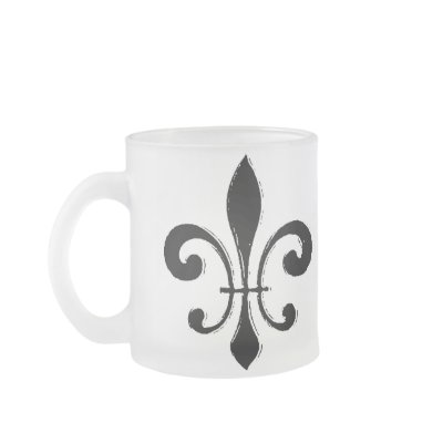Fleur De Lis, Black Washout Coffee Mugs by figstreetstudio