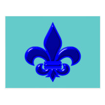 Fleur De Lis Blau blue Postkarte