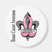 Fleur De Lis Breast Cancer Hope Refrigerator Magnet