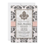 Fleur de Lis Bridal Shower Invitations Pink Black