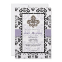 Fleur de Lis Bridal Shower Invitations Purple Gold
