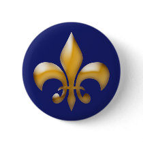 Fleur de Lis Button in Navy and Gold
