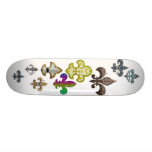 Fleur De Lis Collage Different Styles Skateboard