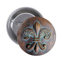 Fleur De Lis, Cuivre-Regard âgé imprimé Badges