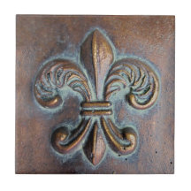 Fleur De Lis, Cuivre-Regard âgé imprimé Carreau En Céramique