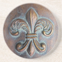 Fleur De Lis, Cuivre-Regard âgé imprimé Dessous De Verres