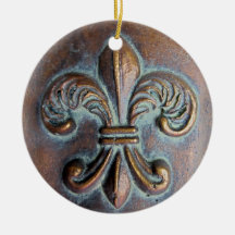Fleur De Lis, Cuivre-Regard âgé imprimé Décoration Pour Sapin De Noël
