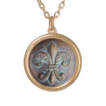 Fleur De Lis, Cuivre-Regard âgé imprimé Pendentif