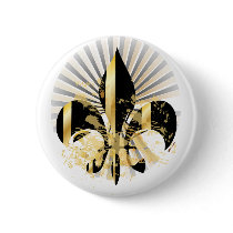 Fleur de Lis, customizable text Pinback Button