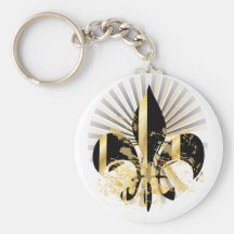 Fleur de Lis, customizable text Key Chain