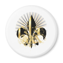 Fleur de Lis, customizable text Fridge Magnets