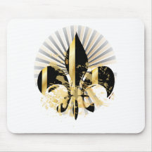 Fleur de Lis, customizable text Mouse Pad