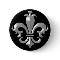 Fleur De LIs Fancy Silver Bevel Saints Classic Pinback Button