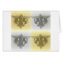 FLEUR DE LIS GOLD AND SILVER COLLAGE PRINT CARD