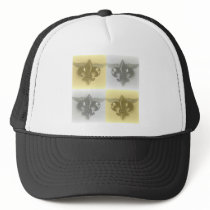 FLEUR DE LIS GOLD AND SILVER COLLAGE PRINT HATS