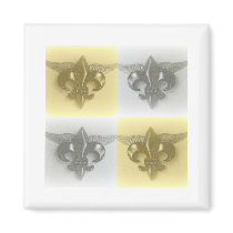 FLEUR DE LIS GOLD AND SILVER COLLAGE PRINT MAGNET