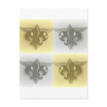 FLEUR DE LIS GOLD AND SILVER COLLAGE PRINT POSTCARDS