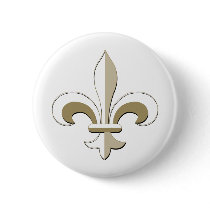 Fleur de lis - Gold Pinback Button