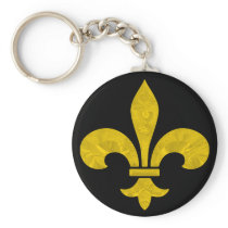 Fleur De Lis Gold Leaf Cut Keychain
