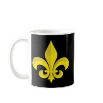 Fleur De Lis Gold Leaf Cut Coffee Mugs