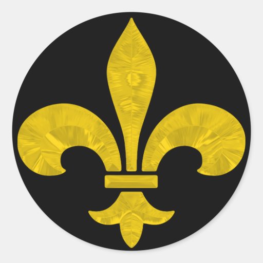 Fleur De Lis Gold Leaf Cut Round Sticker