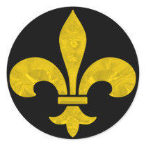 Fleur De Lis Gold Leaf Cut Round Sticker