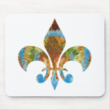 Fleur de Lis :  Gold n Silver Engraved Mousepad