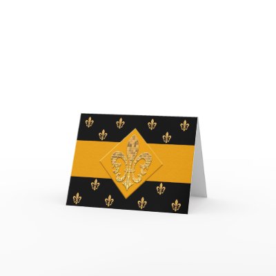 Fleur-de-lis Gold on Black Note Card 5.6x4 by designbyMARCELLE
