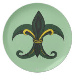 Fleur de lis Green/gold Plates