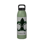Fleur de lis Green/silver Water Bottle